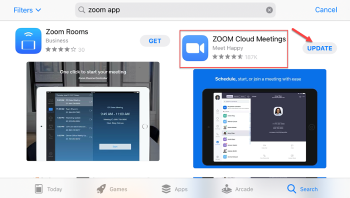 update for zoom